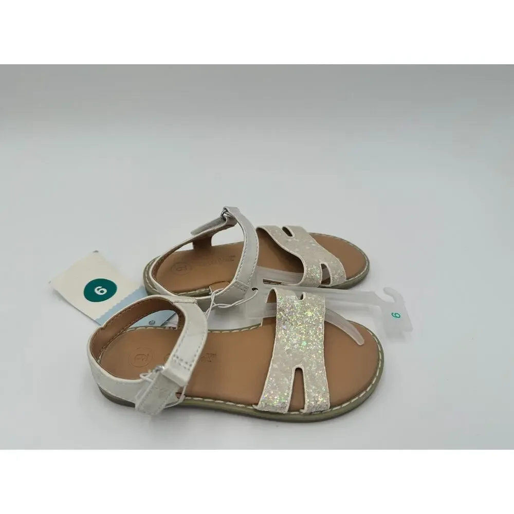 Toddler Kennedy Cat & Jack Adjustable Strap Flat Sandals‎ White Size 9 NEW